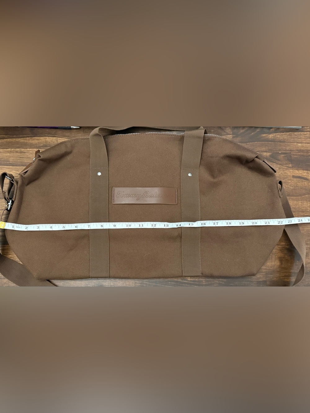 Tommy Bahama NWOT Brown Canvas Weekender Duffel Bag - Picture 6 of 8